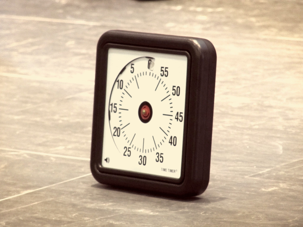 The famous Time Timer helps keep activities in term